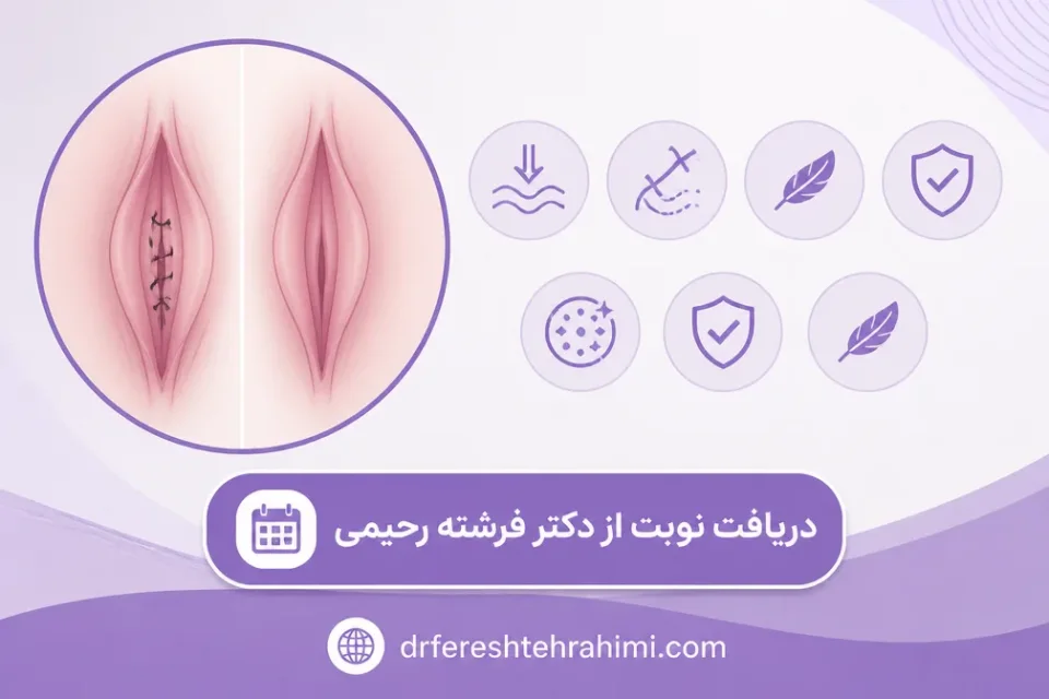 نمای توضیحی درباره علائم بهبودی بخیه های لابیاپلاستی